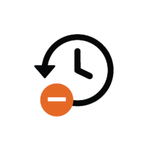 Clock Icon with backwards arrow and minus symbol